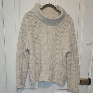 Just Madison Cozy Cream Cable Knit Turtleneck Sweater
